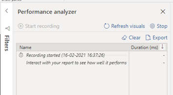 Performance Analyzer Filters